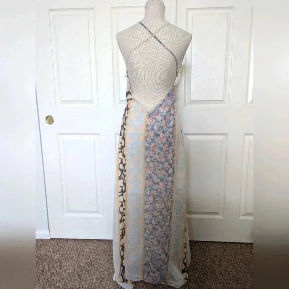 Tularosa Monroe Floral Stripe Halter Maxi Dress - Picture 6 of 9